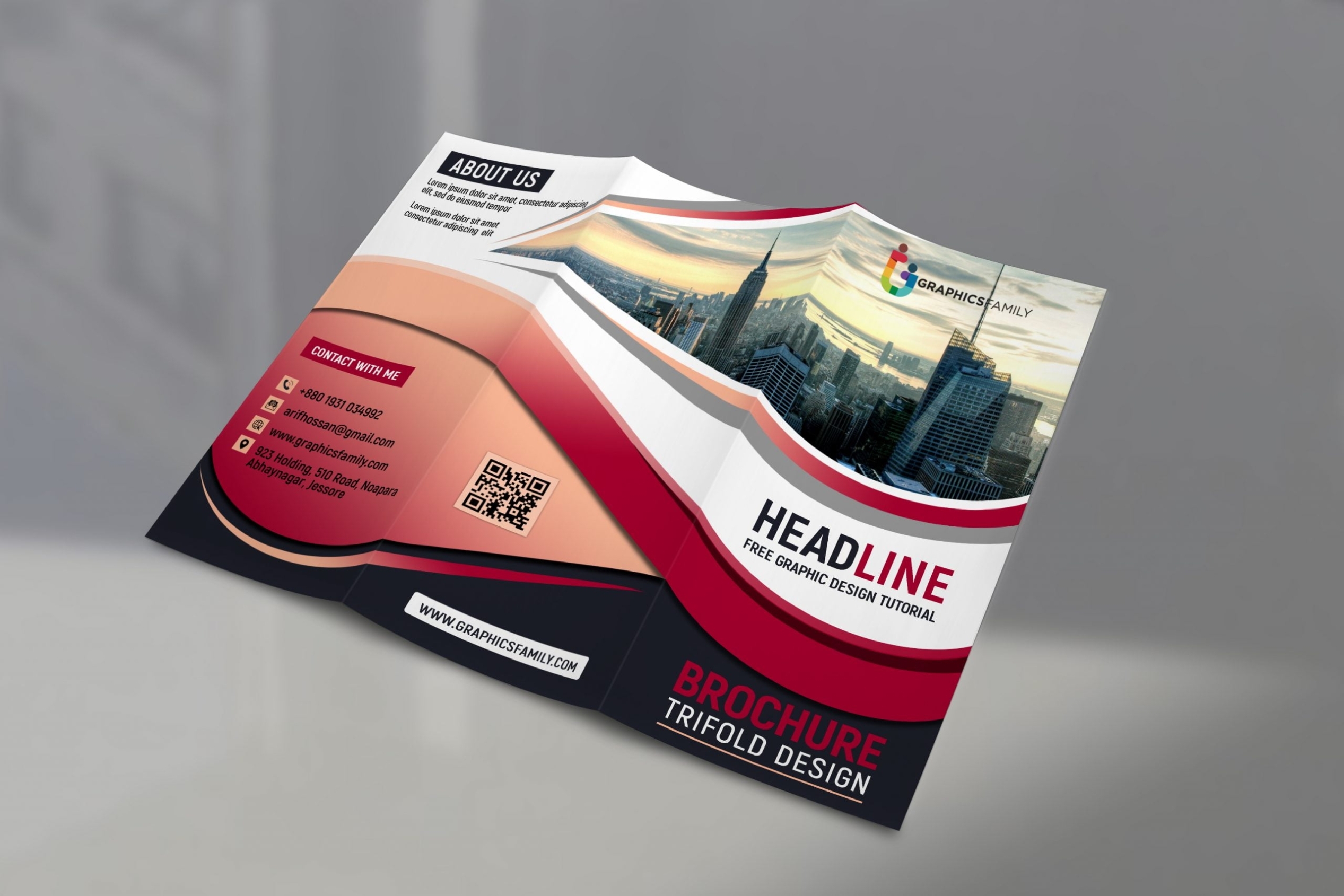 Free Business Promotion Tri Fold Brochure Design Template - Graphicsfamily throughout Free Tri Fold Business Brochure Templates
