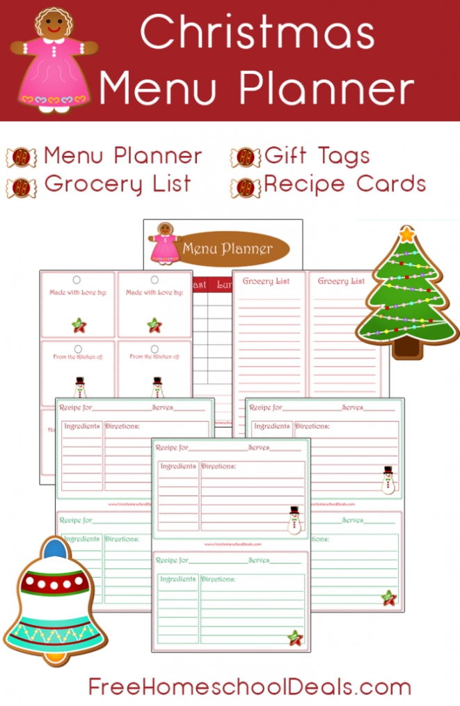 Free Christmas Themed Menu Planner Printables Set | Free Homeschool Deals throughout Christmas Day Menu Template
