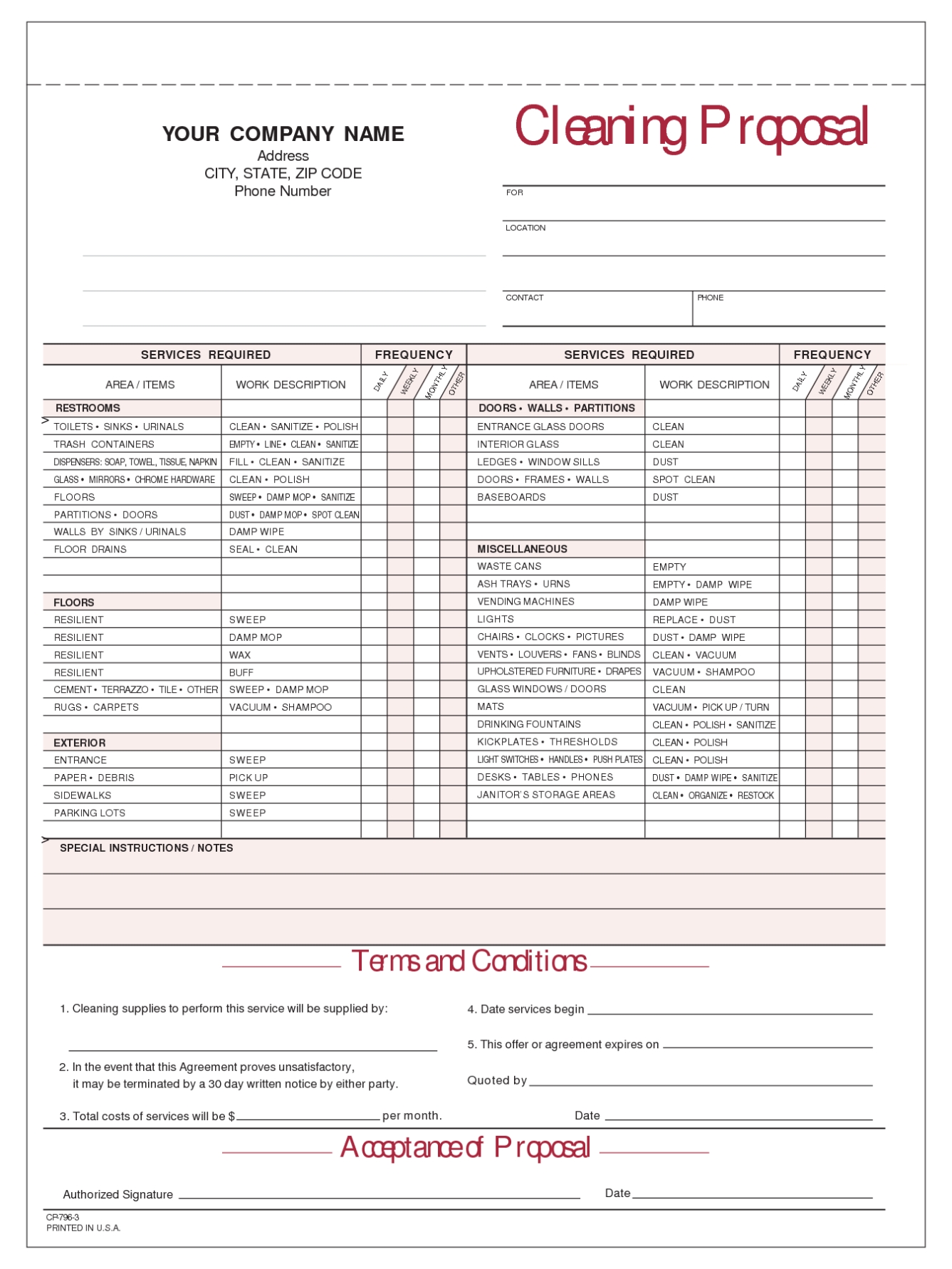 Free Cleaning Proposal - Invoice Template Inside Free Cleaning Proposal Template