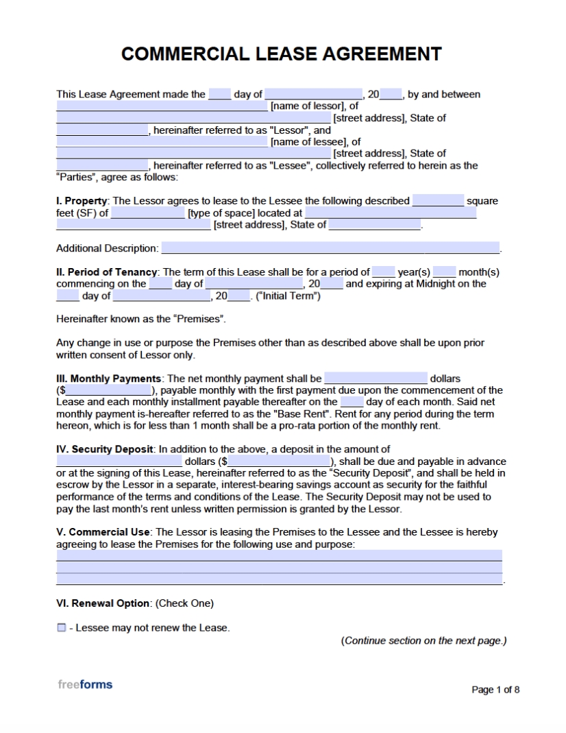 Free Commercial Rental Lease Agreement Templates | Pdf | Word Inside Commercial Lease Agreement Template Word