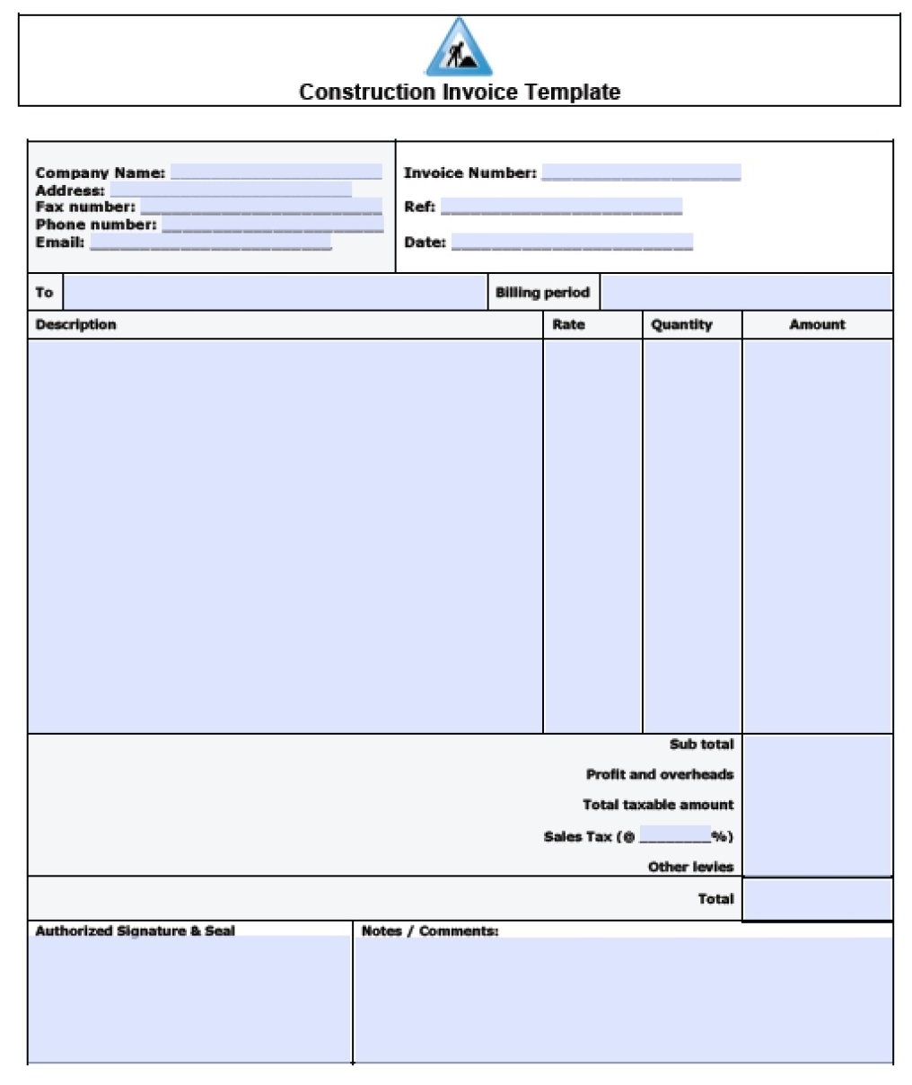 Free Construction Service Invoice Template | Pdf | Word | Excel Inside Free Roofing Invoice Template