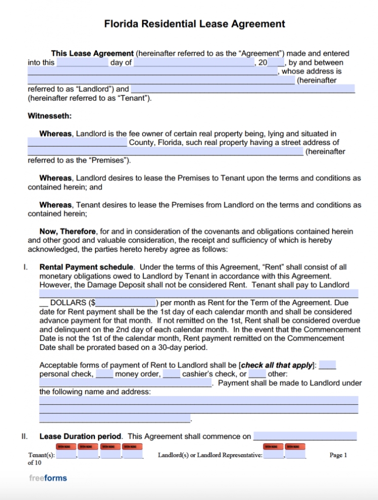 Free Florida Rental Lease Agreement Templates | Pdf | Word Pertaining To Free Residential Lease Agreement Template
