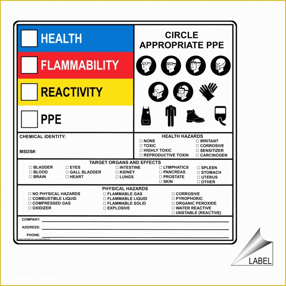 Free Hazardous Waste Label Template Of Health Flammability Reactivity Within Ghs Label Template Free