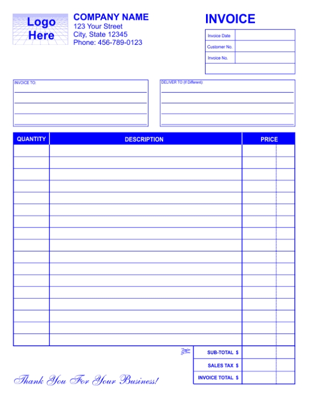 Free Invoice Templates for Free Document Templates For Business