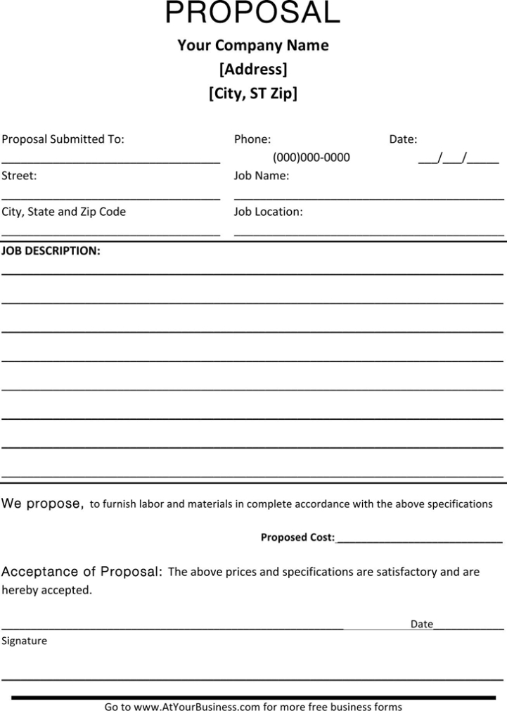 Free Job Proposal Template - Doc | 31Kb | 1 Page(S) For Employment Proposal Template