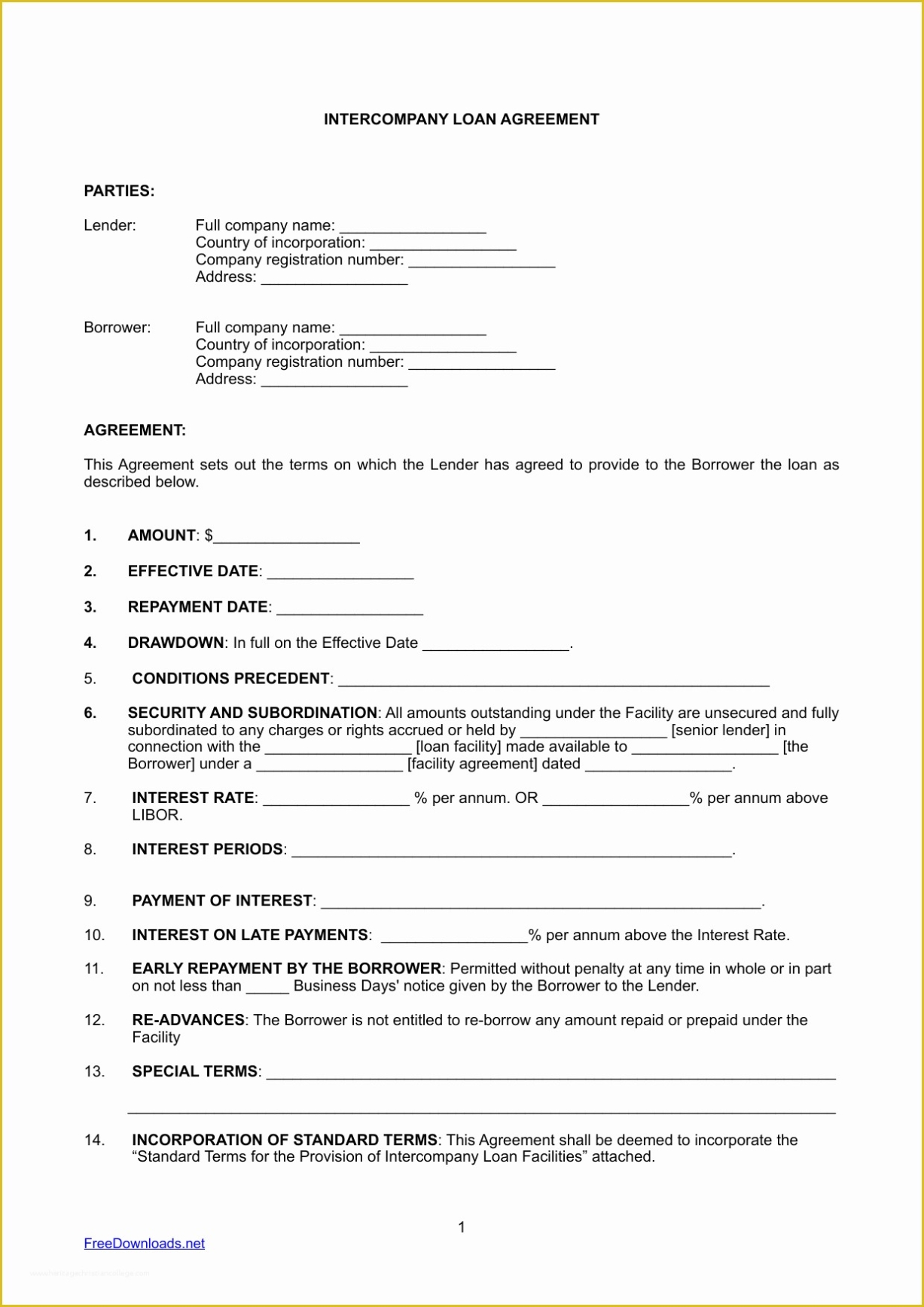 Free Loan Agreement Template Of Download Inter Pany Loan Agreement Throughout Legal Contract Template For Borrowing Money