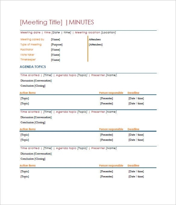 Free Meeting Minutes Templates - 11+ Free Word, Excel, Pdf Download inside Minute Of Meeting Template Doc