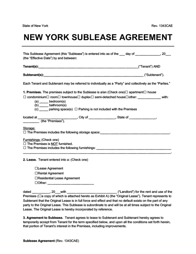 Free New York Sublease Agreement | Legal Templates [Pdf & Word] Inside Sublease Commercial Agreement Template