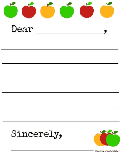 Free Printable Apple Themed Letter Writing Template Practice With Regard To Letter Writing Template For Kids