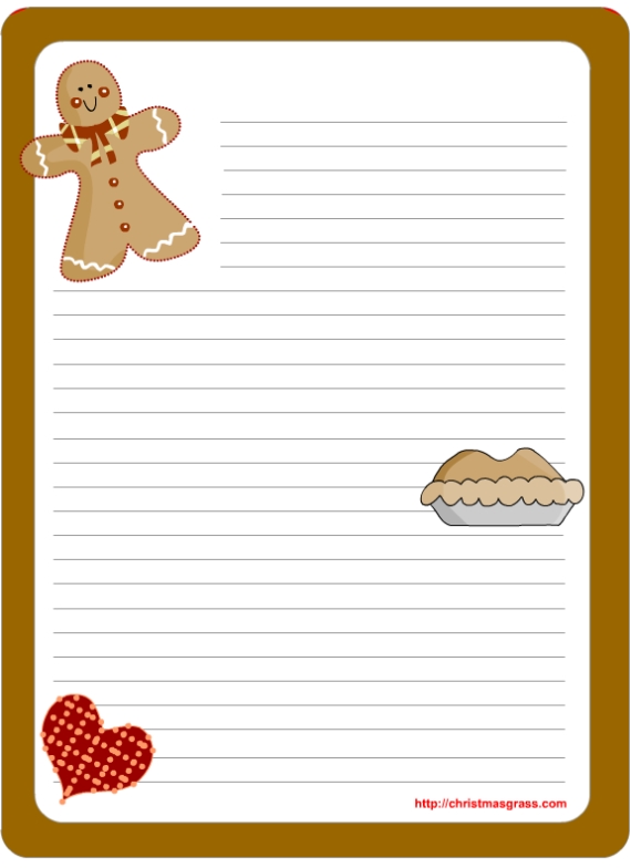 Free Printable Christmas Stationery With Gingerbread Man For Christmas Note Card Templates
