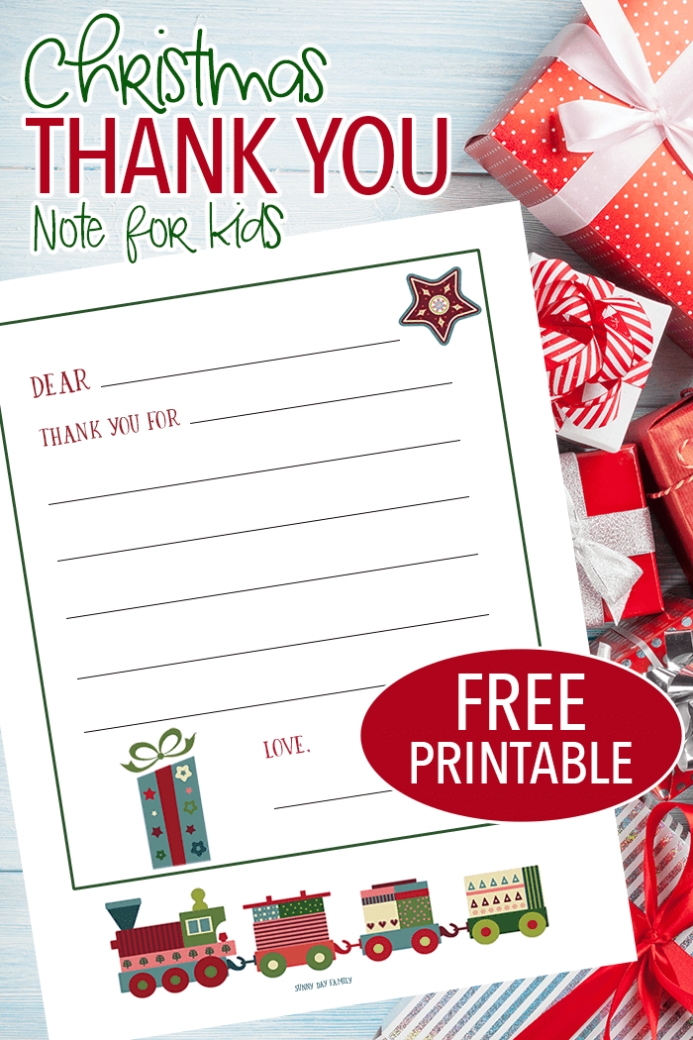 Free Printable Christmas Thank You Notes For Kids | Sunny Day Family Inside Christmas Note Card Templates