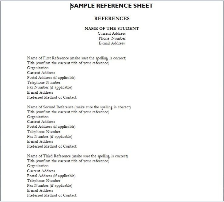 Free Reference List Templates - Free Word Templates regarding Business Reference Template Word