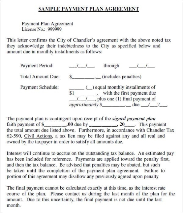 Free Sample Letter Of Installment Payment Agreement Intended For Installment Payment Agreement Template Free