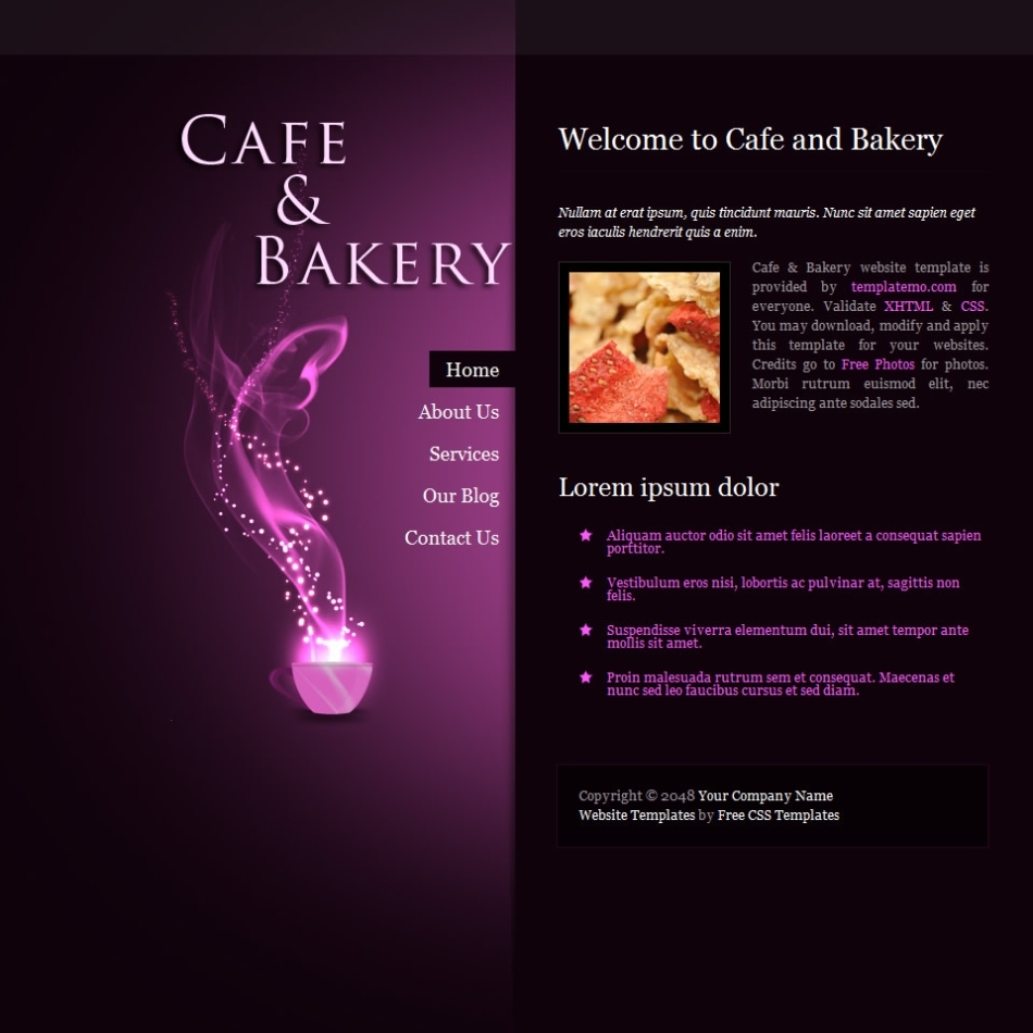 Free Template 278 Cafe Bakery Intended For Free Website Menu Design Templates