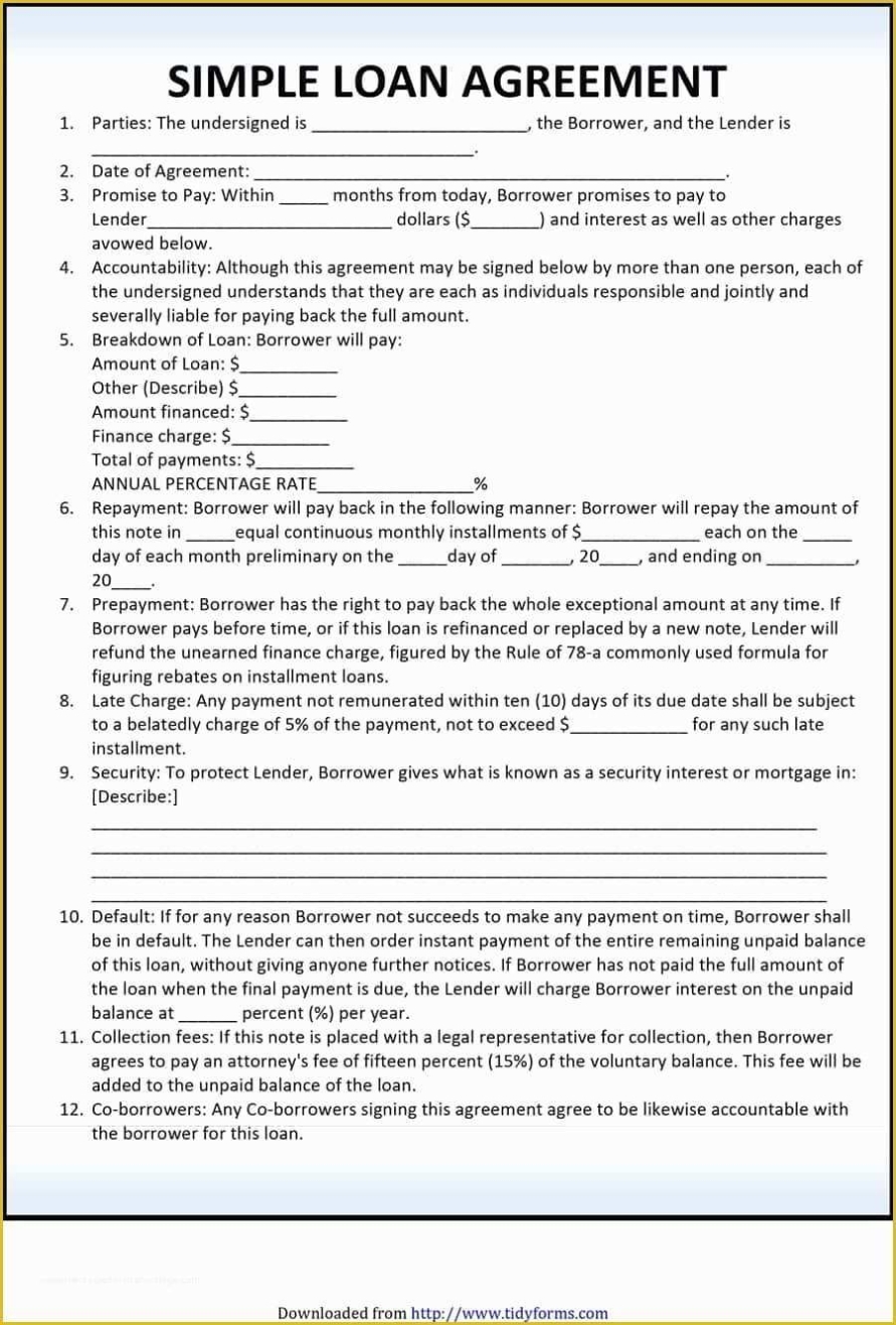 Free Template For Loan Agreement Between Friends Of 29 Of Blank Regarding Personal Loan Repayment Agreement Template