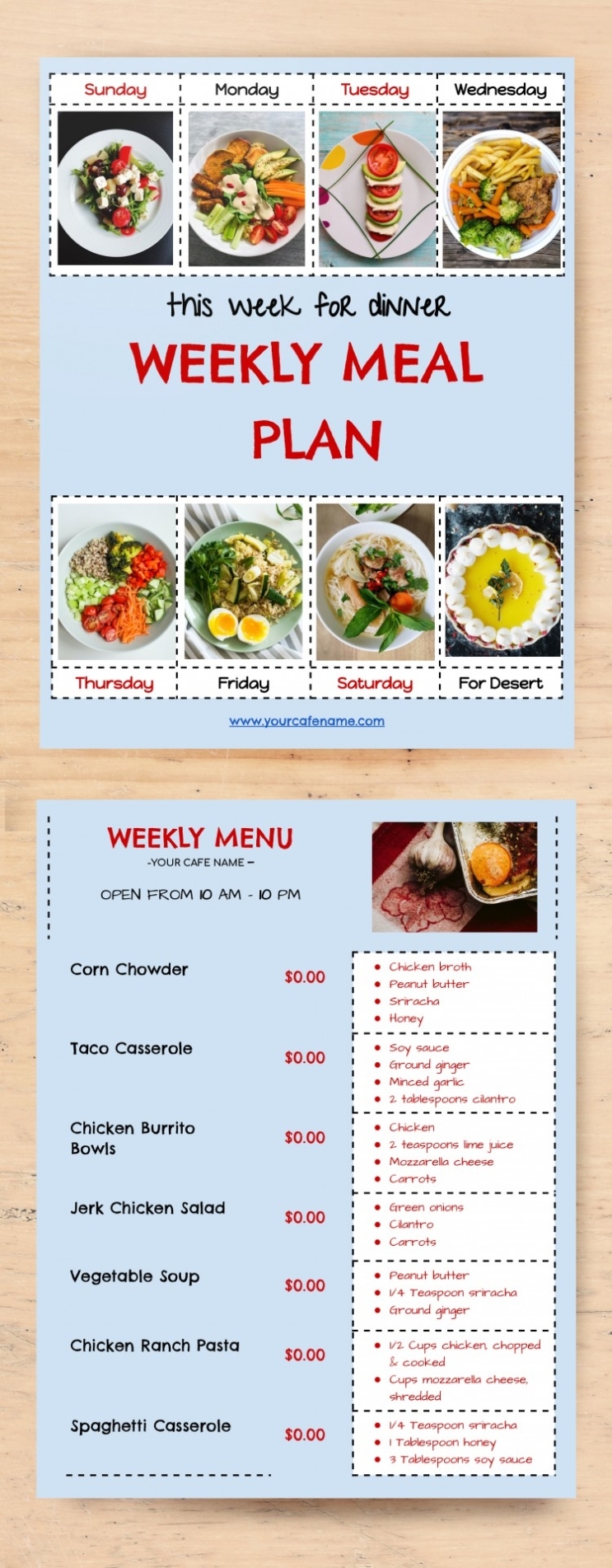 Free Weekly Dinner Menu Template In Google Docs for Menu Template Google Docs