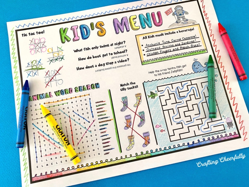 Fun Printable Kids' Menus - Crafting Cheerfully In Fun Menu Templates