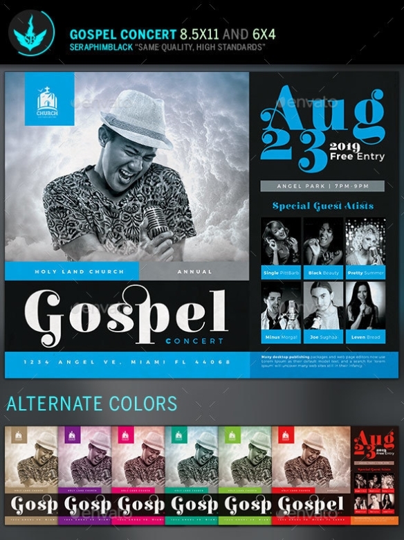 Gospel Concert Flyer Template By Seraphimblack | Graphicriver with regard to Gospel Meeting Flyer Template