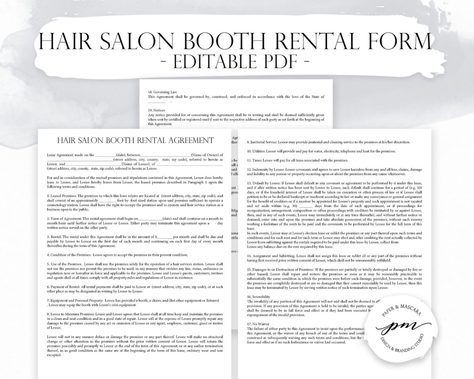 Hair Salon Booth Rental Agreement Barber Shop Booth Rental | Etsy intended for Beauty Salon Booth Rental Agreement Template