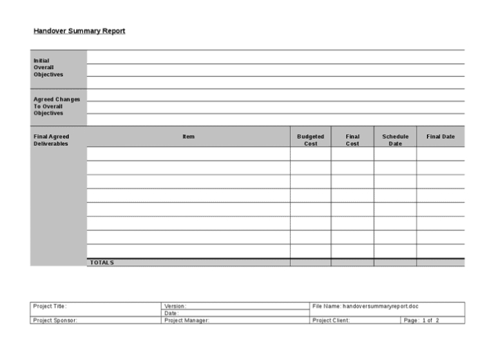 Handover Format -Operation Hospitality - Canada'S New Immigration Path with Handover Agreement Template