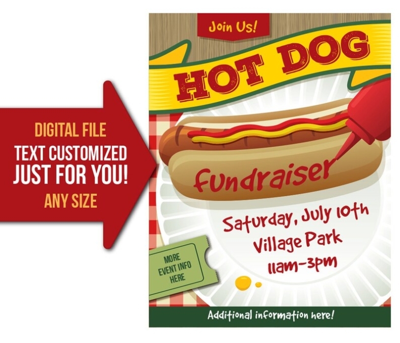 Hot Dog Fundraiser Event Hot Dog Lunch Picnic Church | Etsy Regarding Hot Dog Flyer Template