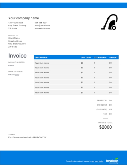 House Cleaning Invoice Template | Free Custom Templates | Freshbooks pertaining to House Cleaning Invoice Template Free