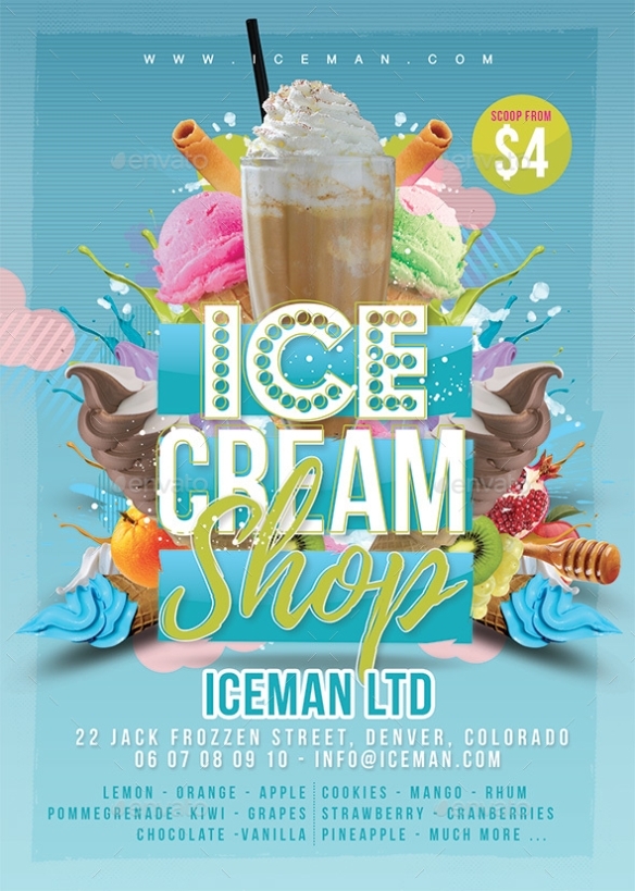 Ice Cream Shop Flyer By N2N44 | Graphicriver Intended For Ice Cream Party Flyer Template