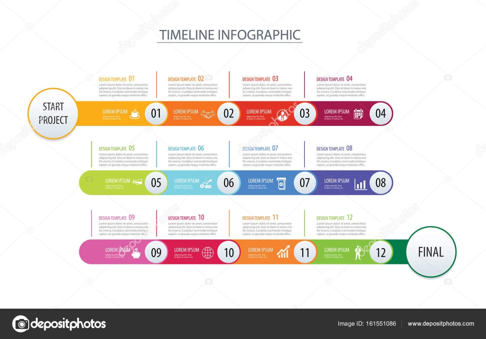 Infographic Timeline 1 Year Template Business Concept Arrows.vec regarding One Year Business Plan Template