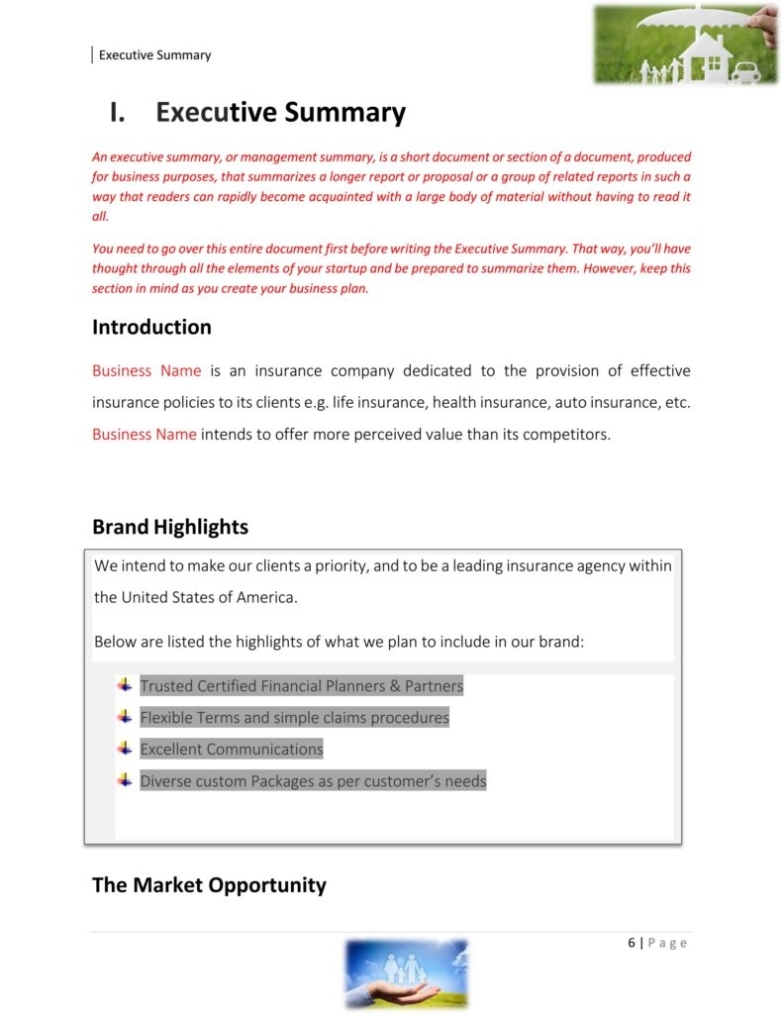 Insurance Agency Business Plan Template Sample Pages - Black Box Within Insurance Proposal Template