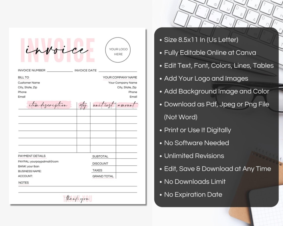 Invoice Template Editable Social Media Invoice Printable | Etsy With Media Invoice Template
