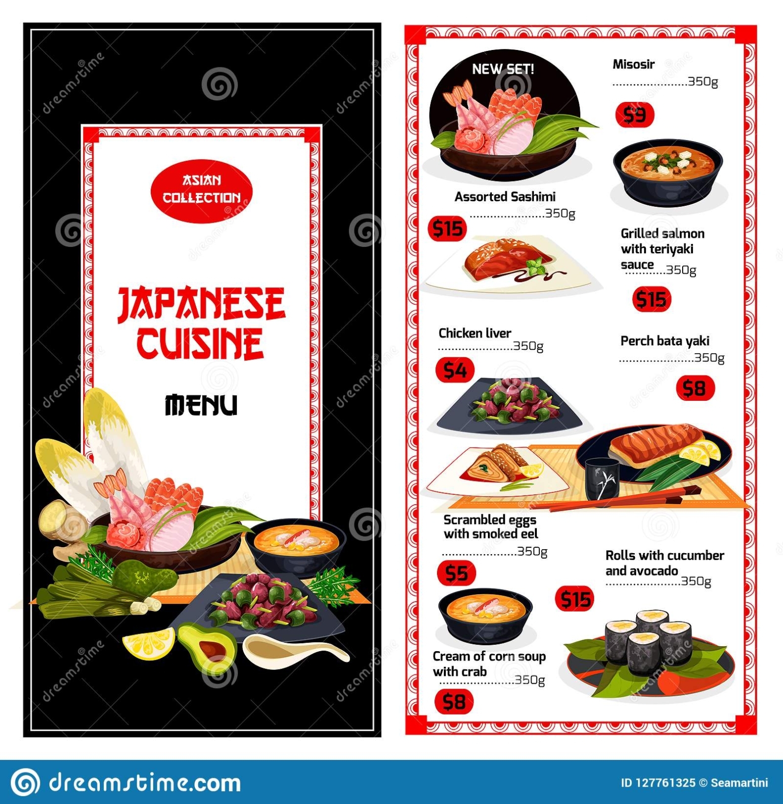 Japanese Cuisine Menu Template With Exotic Food Stock Vector For Asian Restaurant Menu Template