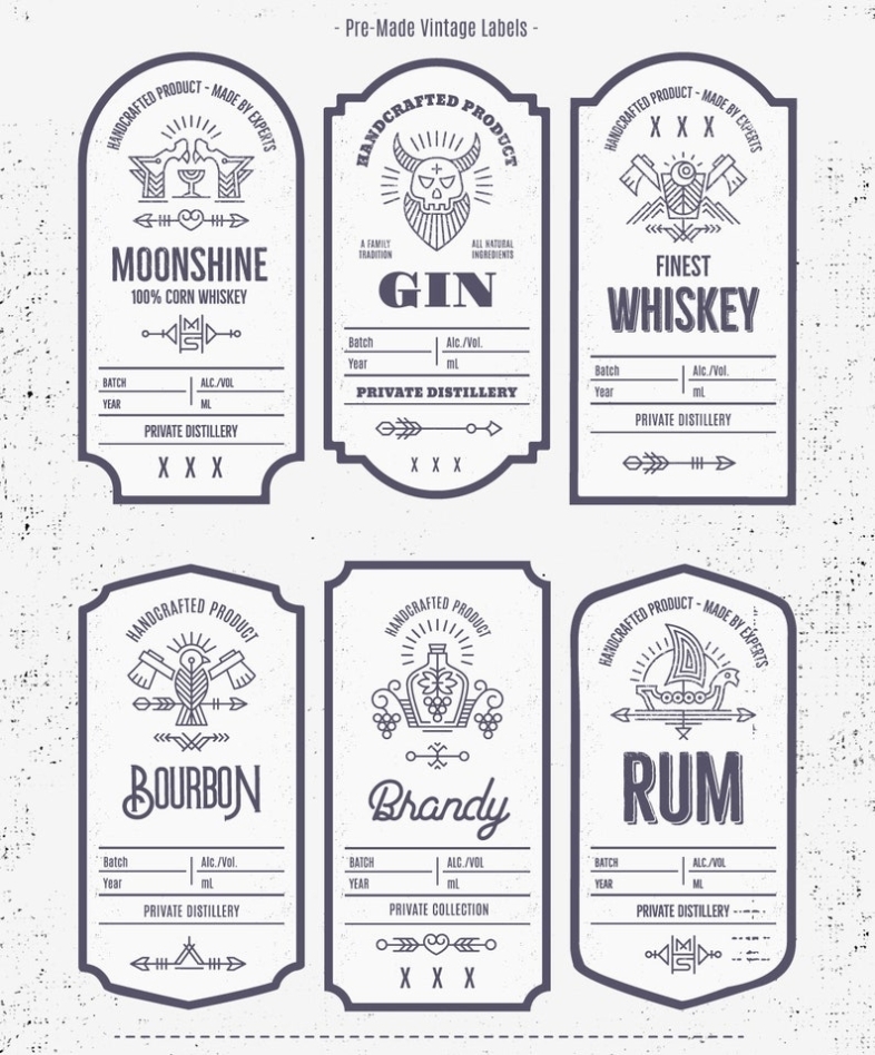 Jin Whiskey Liquor Bottle Labels. Vector Eps And Psd Vintage | Etsy Within Template For Bottle Labels