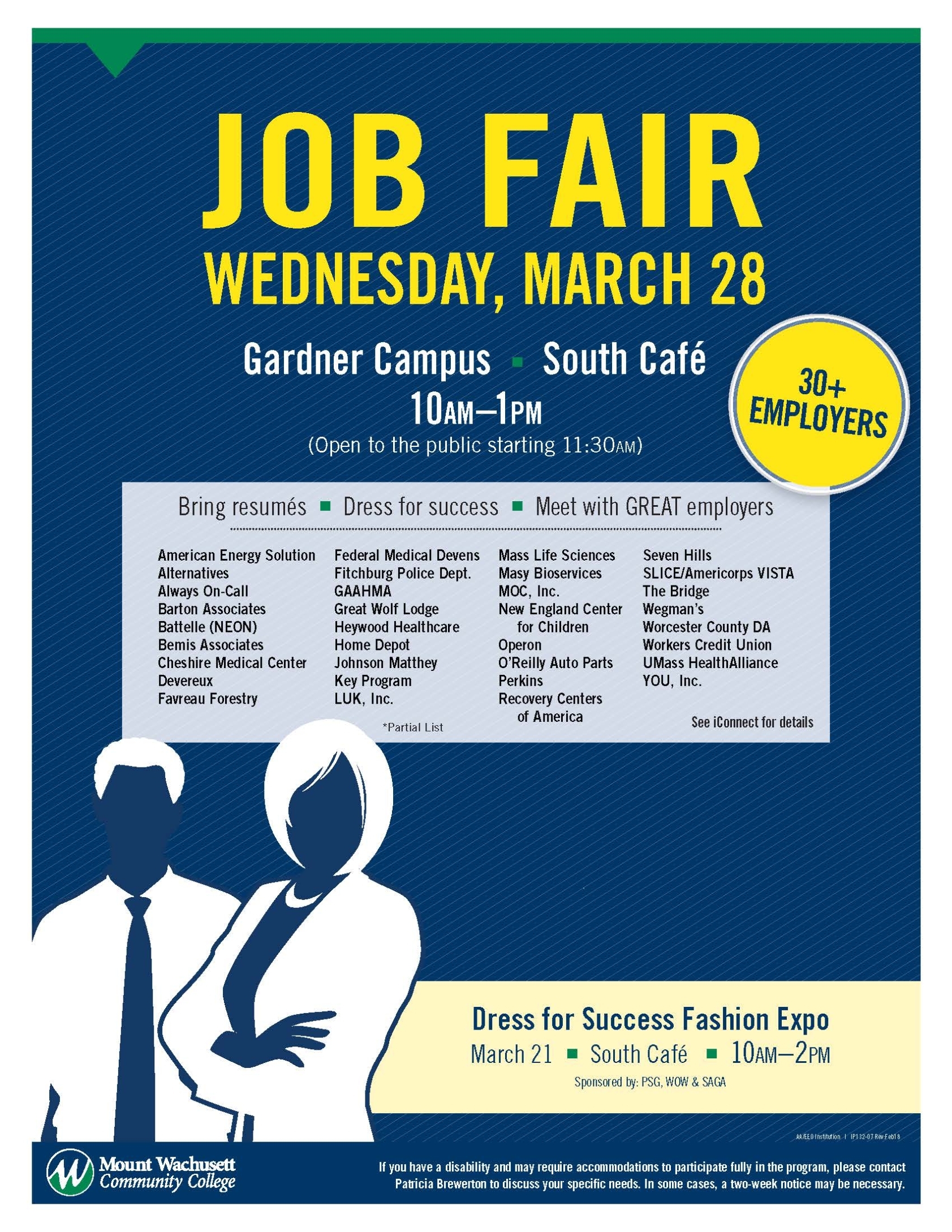 Job Fair To Bring Over 30 Employers To Mwcc - Mount Wachusett Community Throughout Job Fair Flyer Template Free