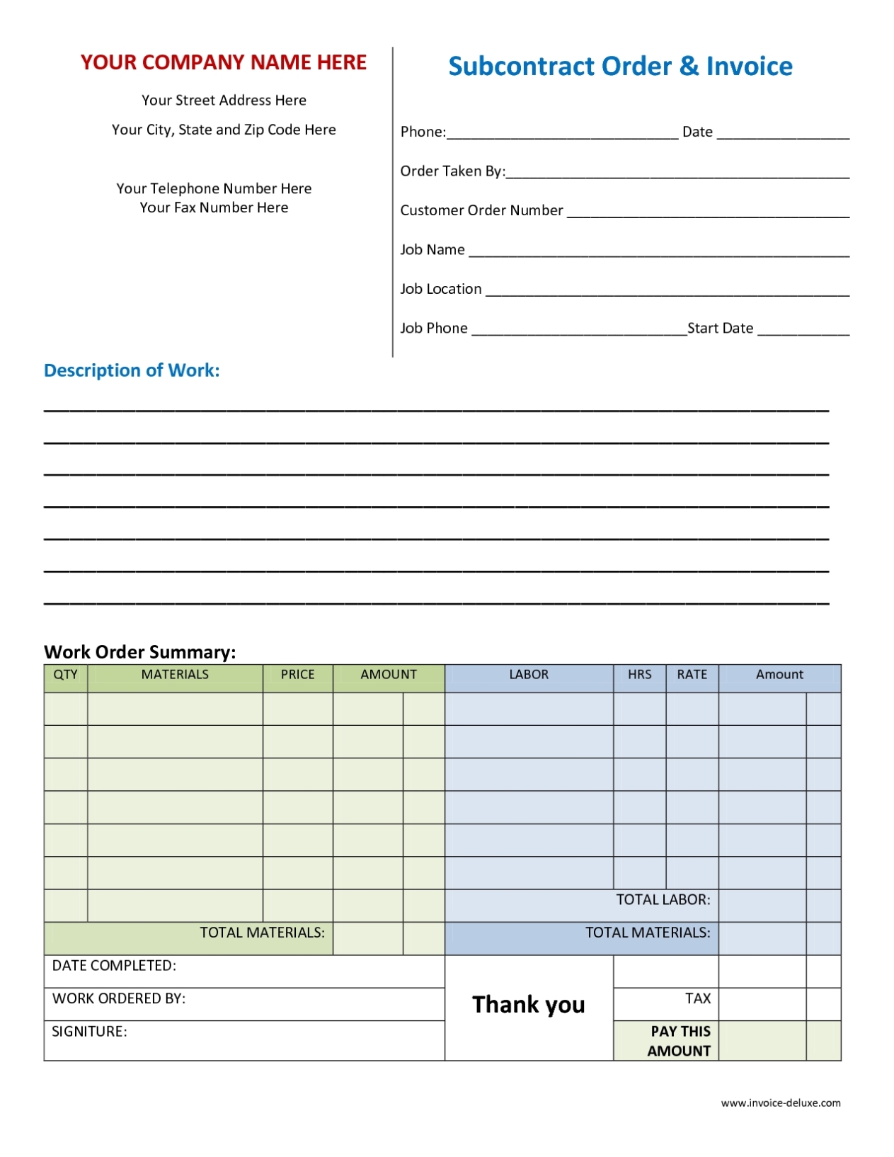 Job Work Invoice Format * Invoice Template Ideas inside Invoice For Work Done Template