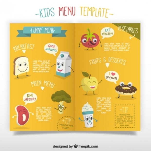 Kids Menu Template With Enjoyable Foodstuffs Vector | Free Download Regarding Fun Menu Templates