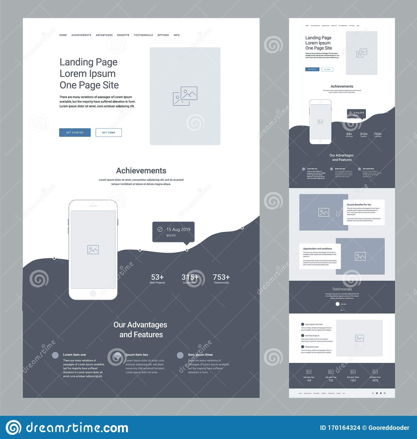 Landing Page Design Template For Business. One Page Website Wireframe within One Page Business Website Template