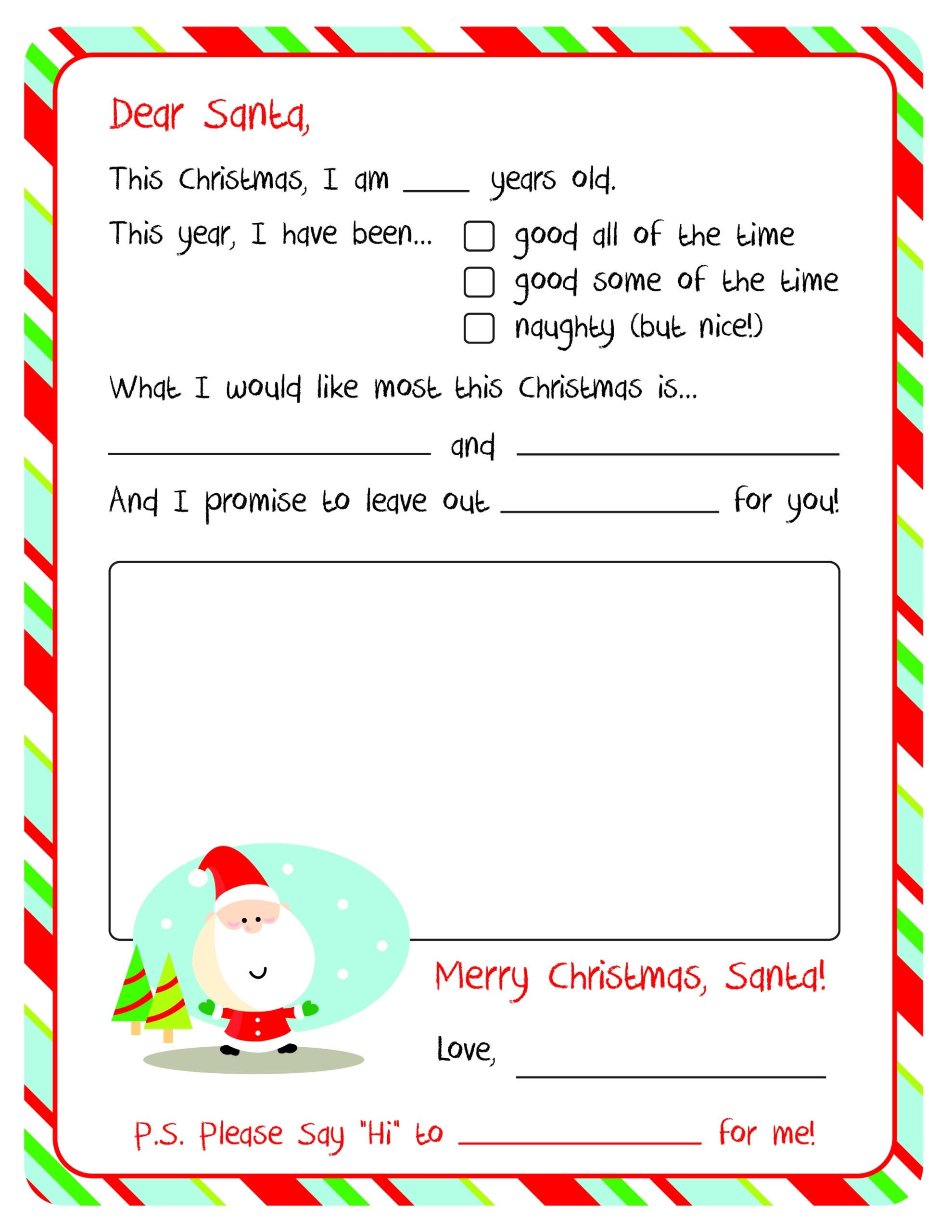 Letter To Santa - Free Printable With Dear Santa Letter Template Free