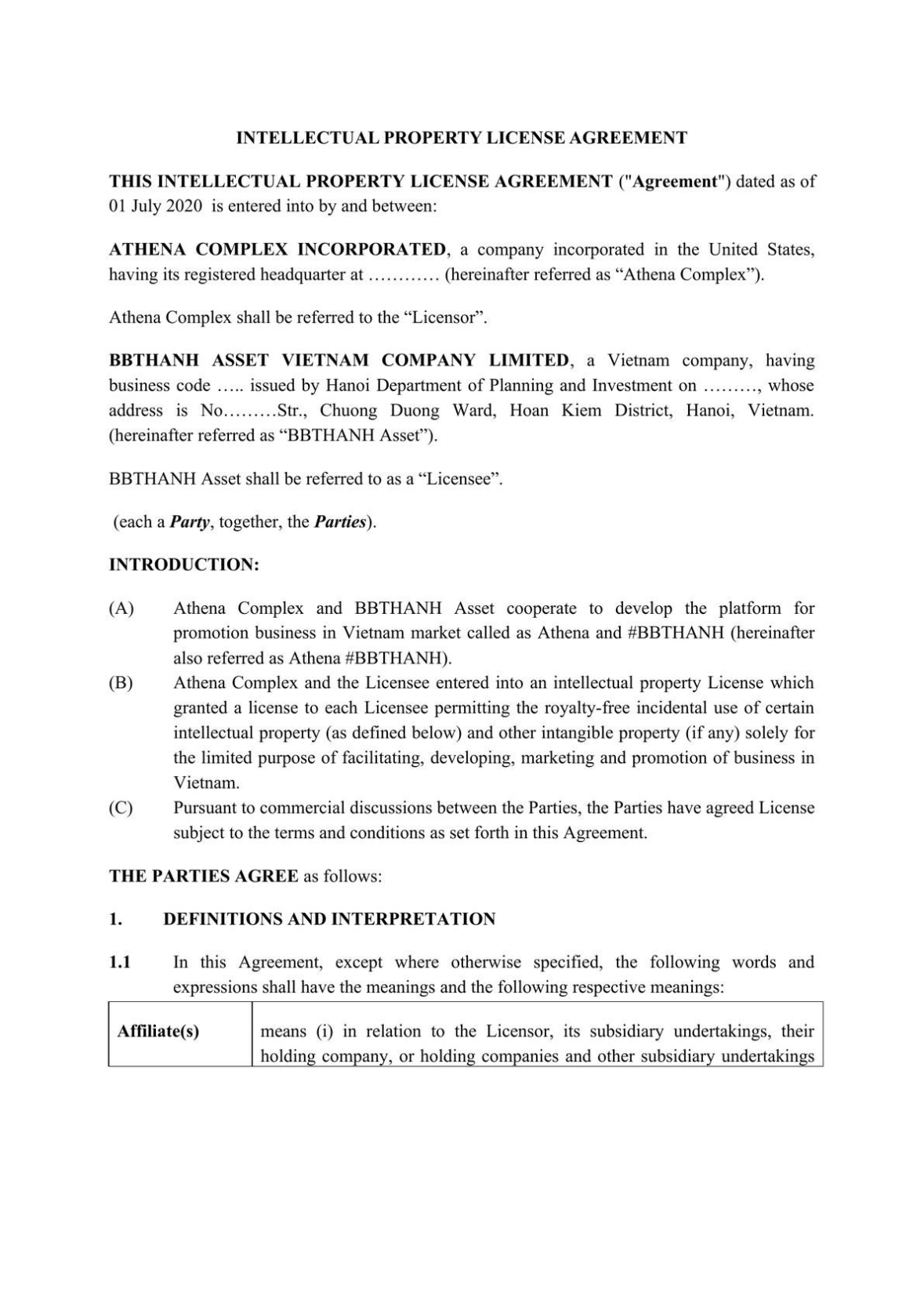 Lexub - Intellectual Property License Agreement | Usa, New York Throughout Intellectual Property Assignment Agreement Template