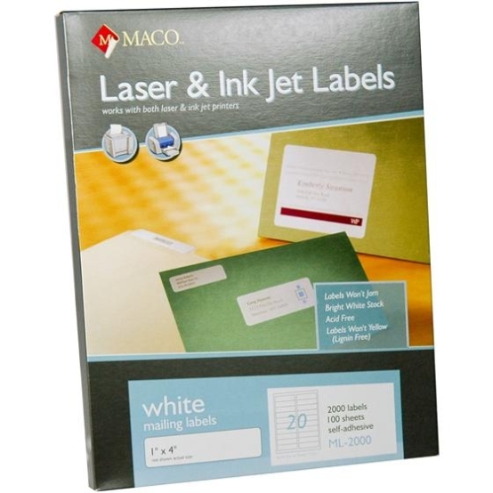 Maco Ml2000 1 X 4" White Mailing Labels Regarding Maco Label Templates