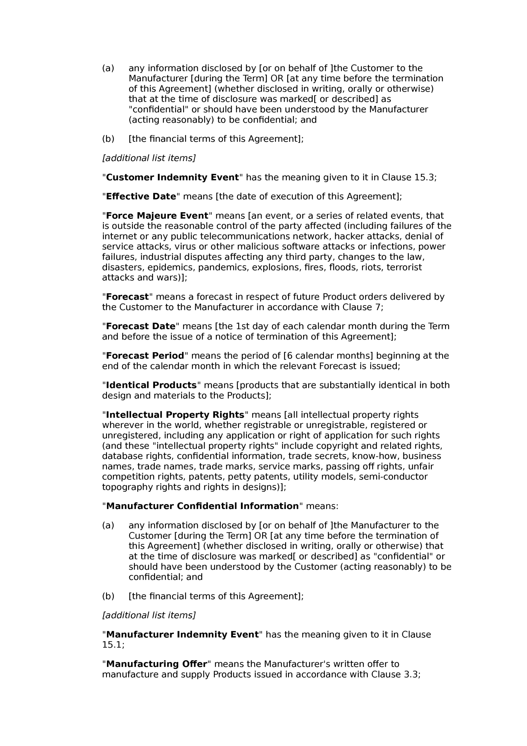Manufacturing Agreement (Standard) - Docular for Free Contract Manufacturing Agreements Templates
