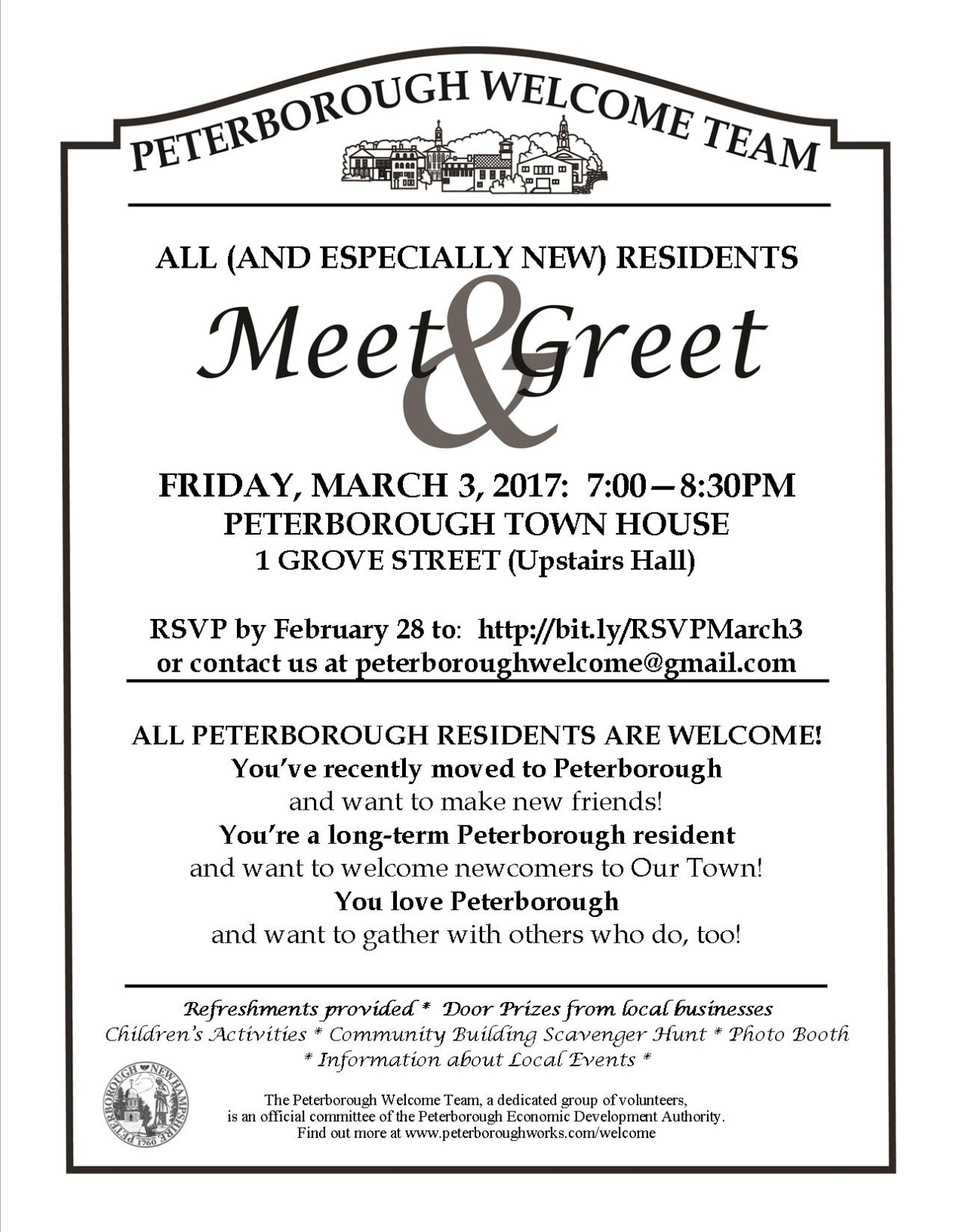 Meet And Greet Flyer March 3 | Peterborough Nh Economic Development Throughout Meet And Greet Flyer Template