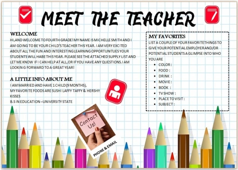 Meet The Teacher Template - Beautiful Designs - Go Science Girls in Meet The Teacher Template