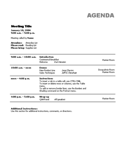 Meeting Agenda Template - Word Templates For Free Download in Simple Agenda Template