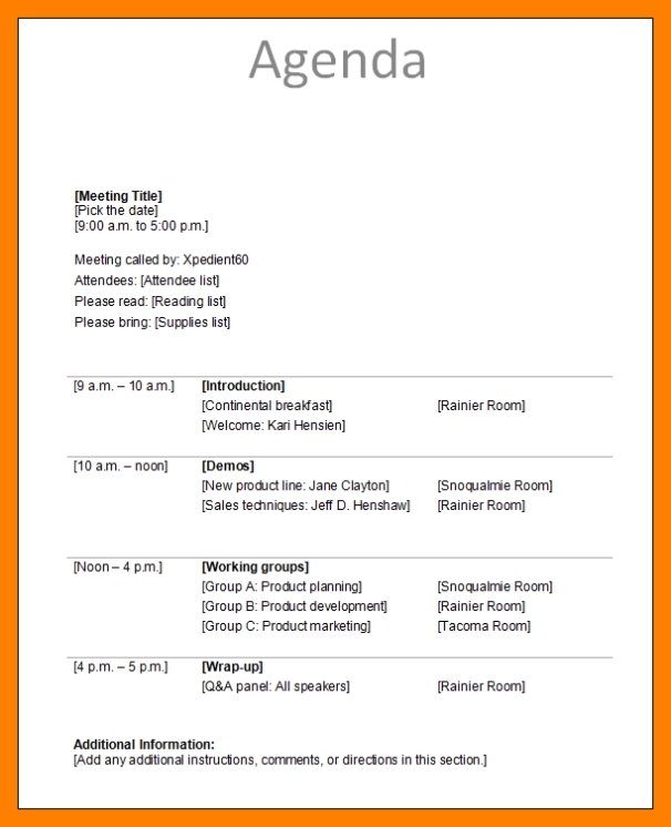 Meeting Agendas Examples | Template Business in How To Create A Meeting Agenda Template