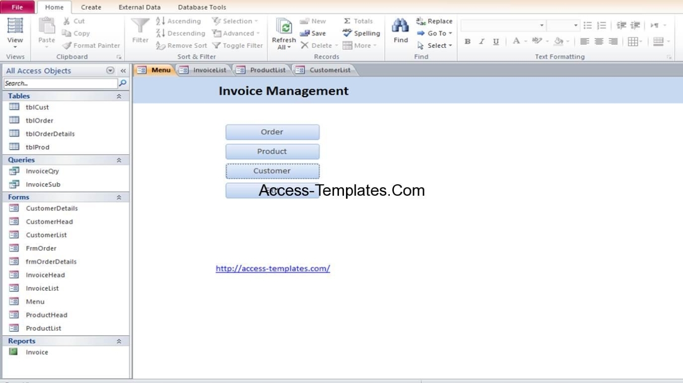 Microsoft Access Invoice Order Management Database Templates | Access Regarding Microsoft Access Invoice Database Template