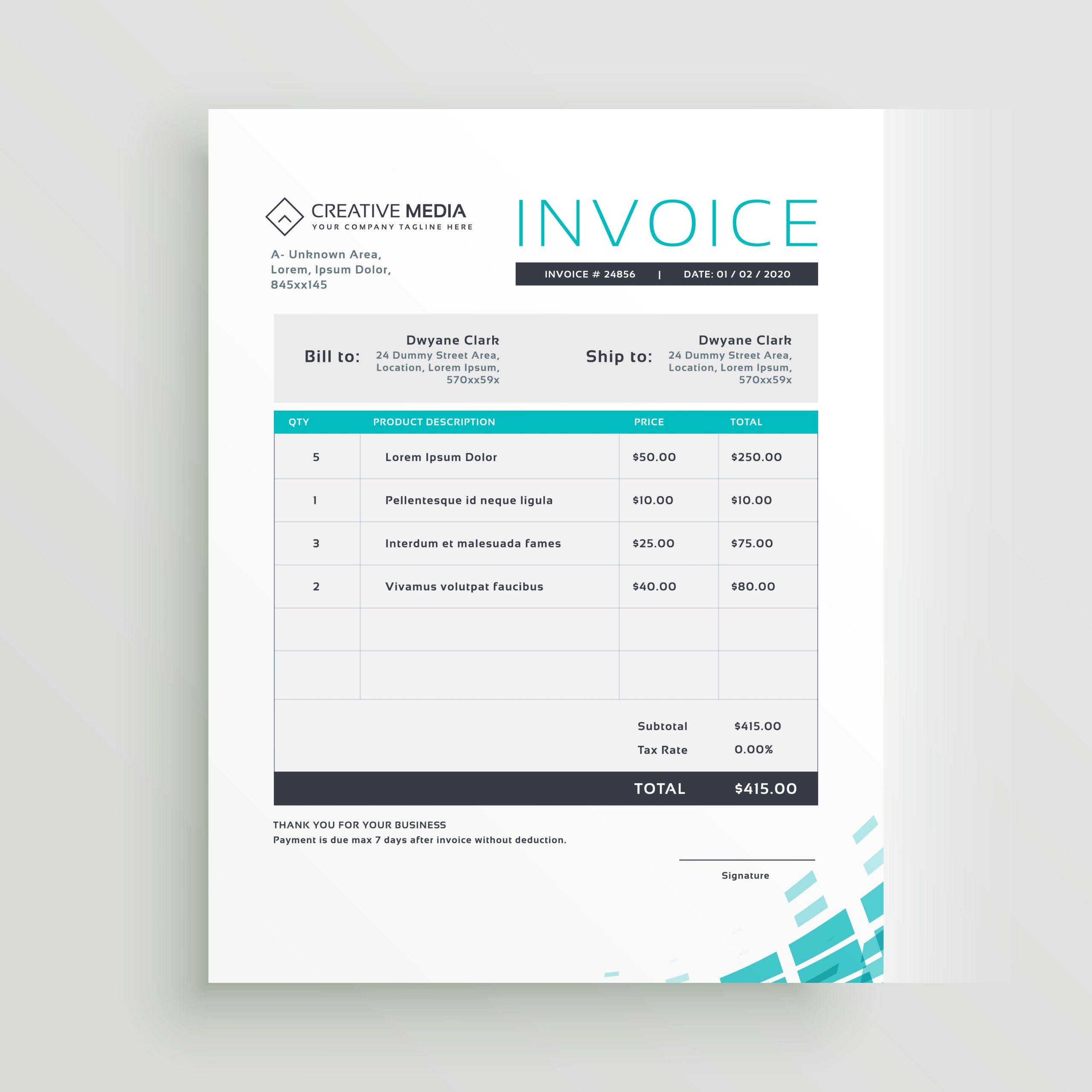 Modern Invoice Template Vector Design - Descargue Gráficos Y Vectores Throughout Invoice Template For Designers