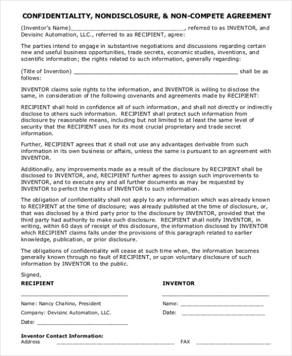 Mutual Non Disclosure Agreement With Regard To Invention Assignment Agreement Template