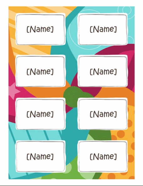 Name Badges (Bright Design, 8 Per Page, Works With Avery 5395 And In Word Label Template 8 Per Sheet