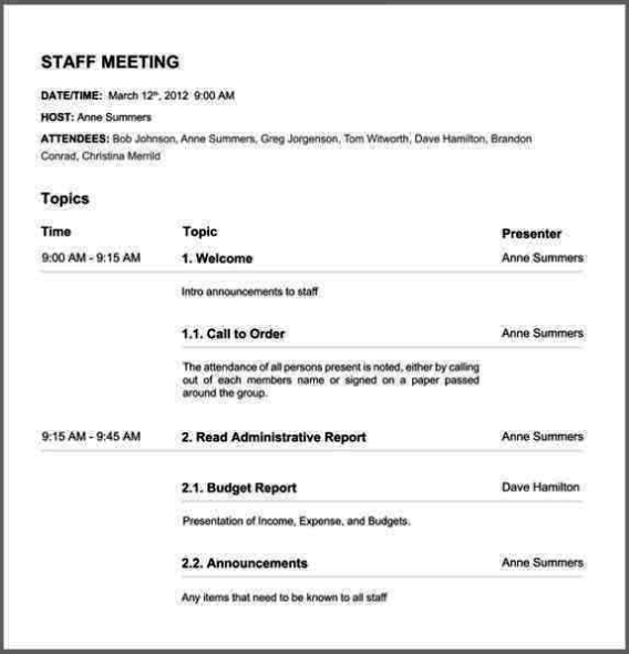 Nonprofit Board Meeting Agenda Template - Sample Templates - Sample regarding Non Profit Board Meeting Minutes Template