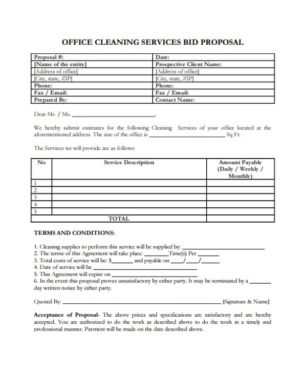 Office Cleaning Proposal Template Free | Williamson Ga For Janitorial Proposal Template